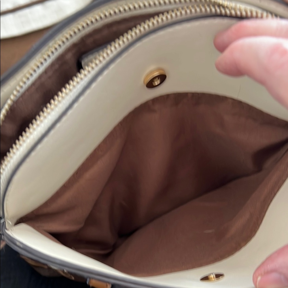 Adrienne Vittadini Brown and Gold Crossbody Bag with Structured Design-09 - Picture 10 of 13